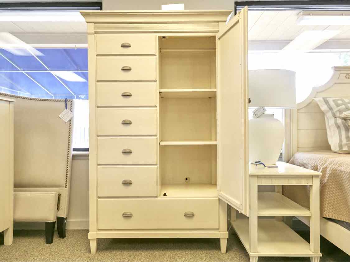 Ethan Allen 'Swedish Home' Cream Armoire with Mirrored Door
