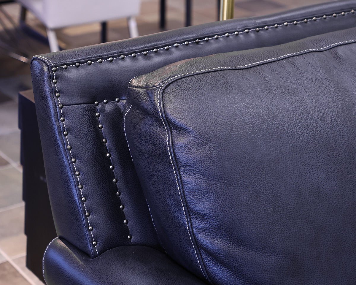 Deep Blue 3- Cushion Leather Sofa