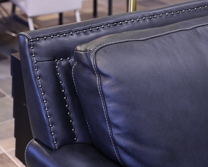Deep Blue 3- Cushion Leather Sofa