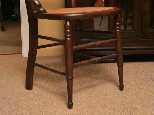 Antique Walnut Cane Seat Accent Chair