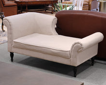Rollback Chaise in Pale Blush Heather Linen on Turned Black Legs