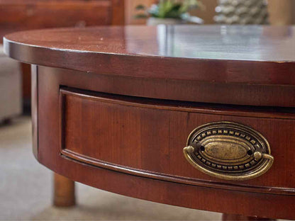 Inlaid Mahogany Drum Table W/ Drawer