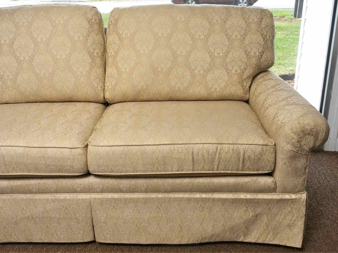 "Conover" 2 Cushion  Sofa with Gold & Ivory Paisley Design  Upholstery