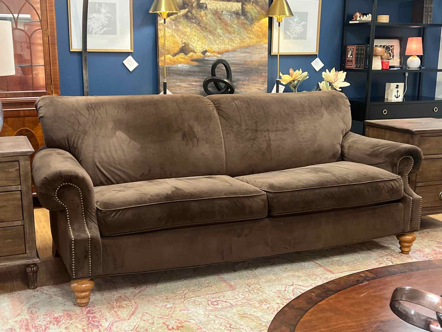 Flexsteel Chocolate Microsuede Sofa