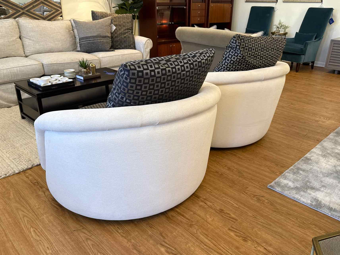 Pair of Thayer Coggin Giant Tub Swivel Chairs