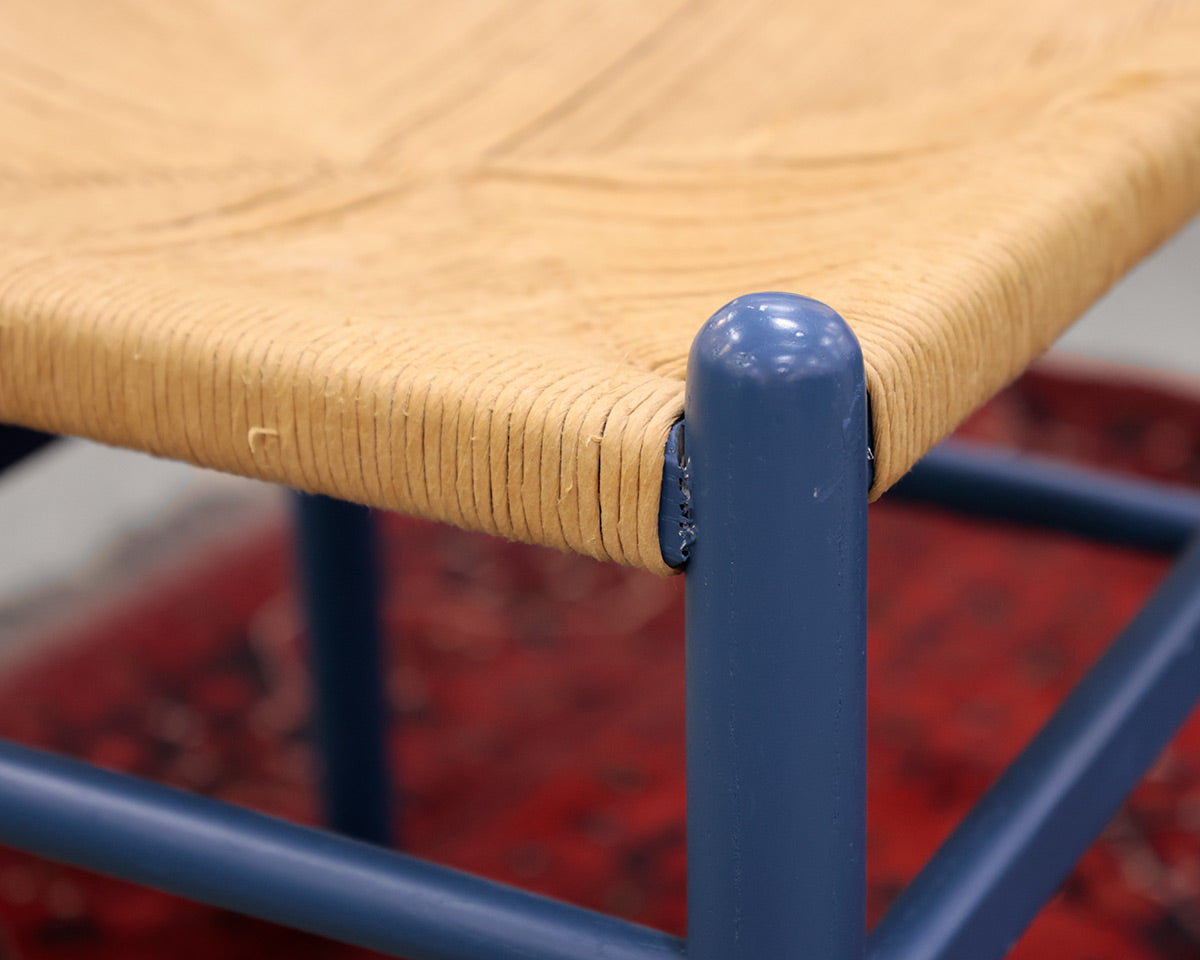 Set of 8 Blue Wishbone Dining Chairs
