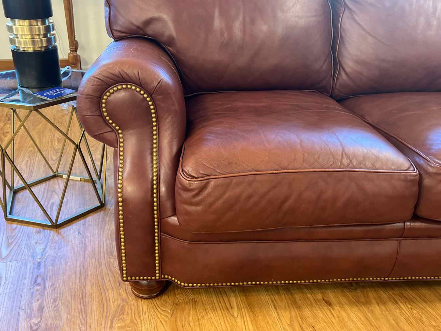 Hancock and Moore Burgundy Leather Loveseat