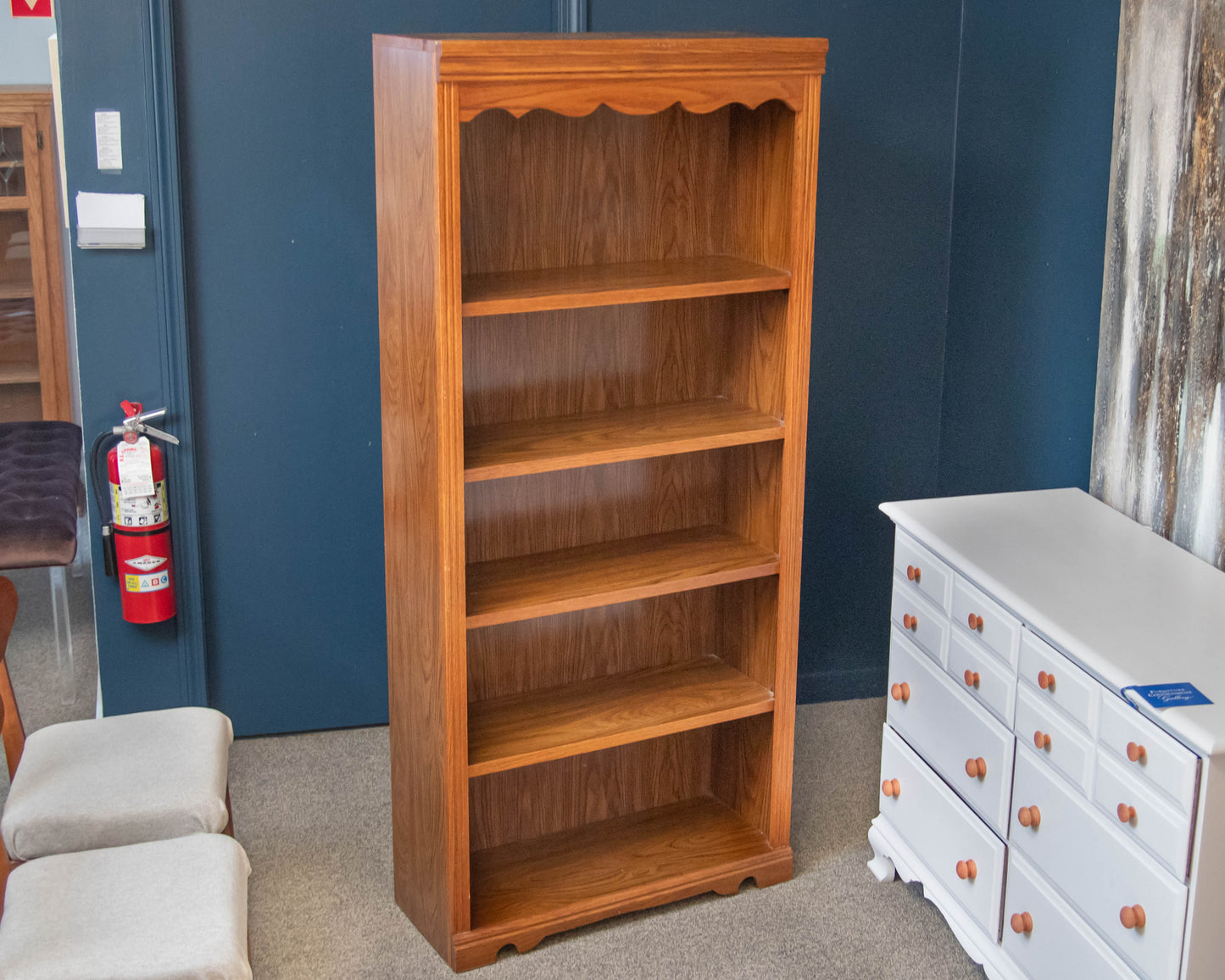 Oak Veneer Four Shelf Bookcase