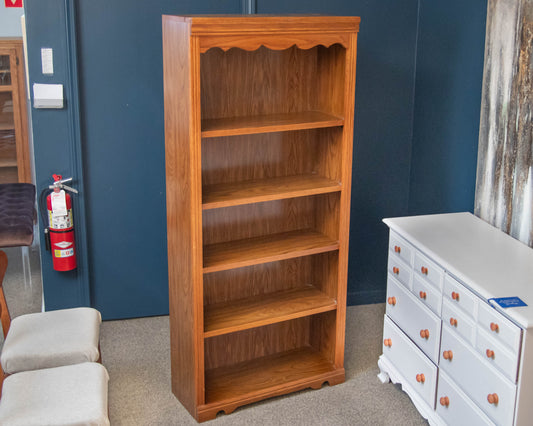 Oak Veneer Four Shelf Bookcase