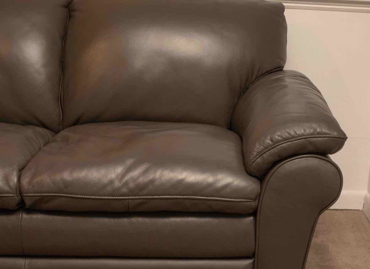 Grey Leather 2 Cushion Loveseat