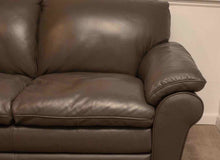 Grey Leather 2 Cushion Loveseat