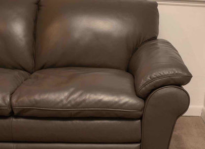 Grey Leather 2 Cushion Loveseat