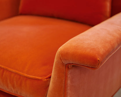 Pair of Vintage MCM Orange Velvet Lounge Chairs
