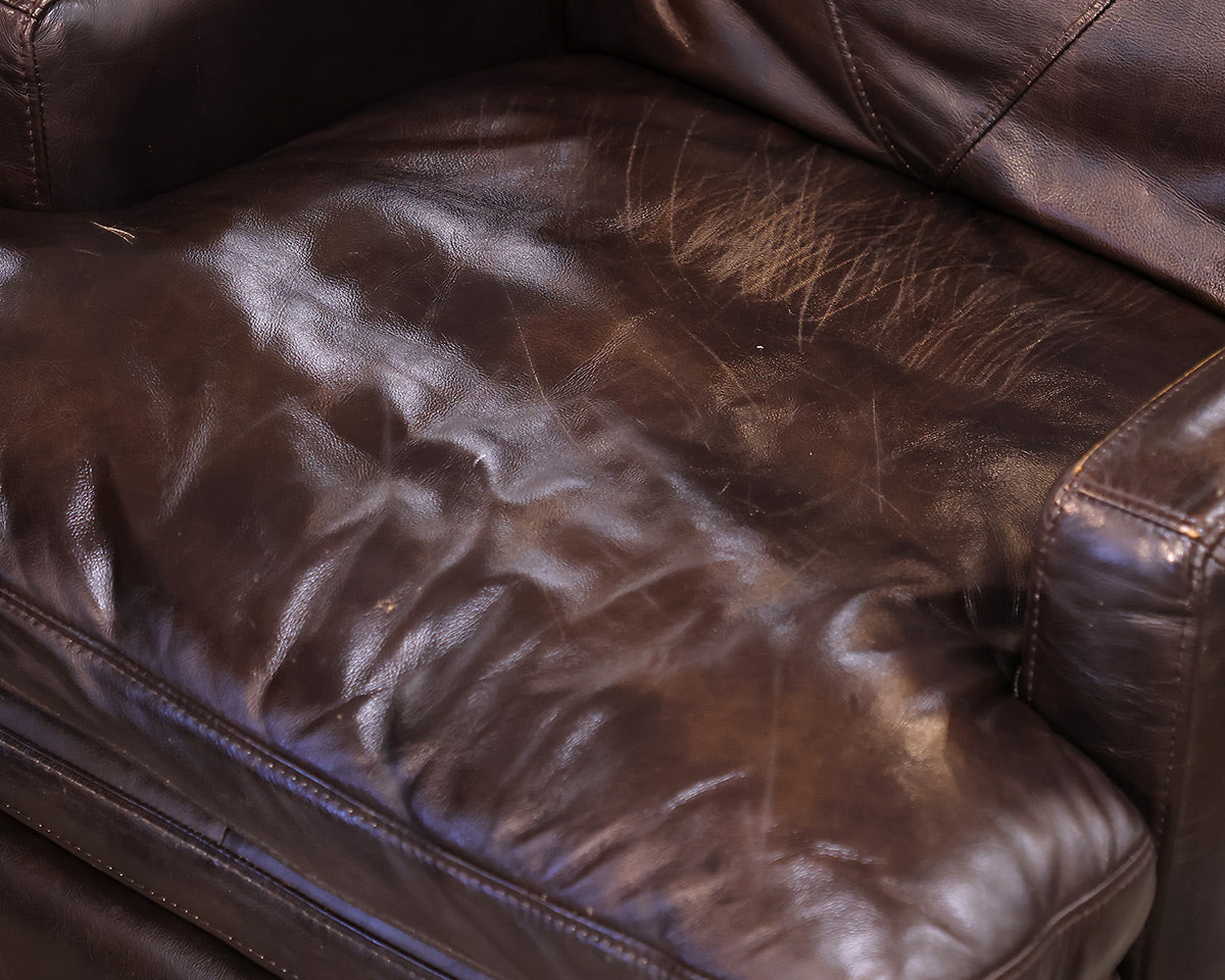 Dark Chocolate Leather Track Arm Chair