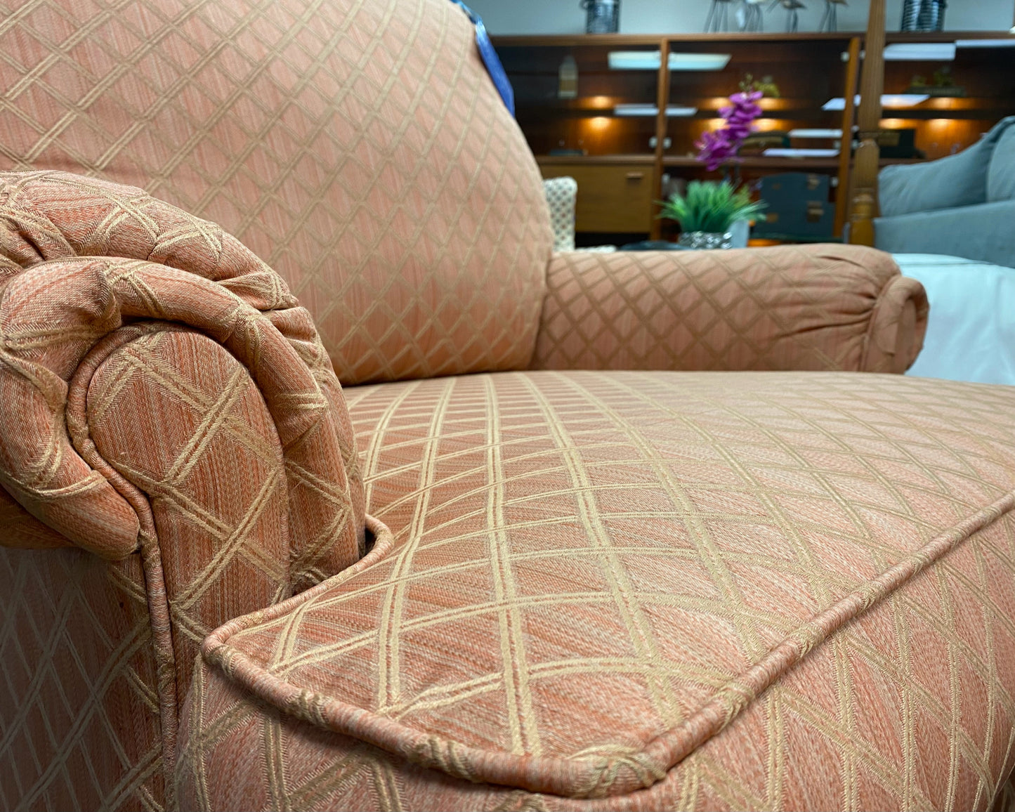 Ethan Allen Upholstered Chair & Matching Ottoman