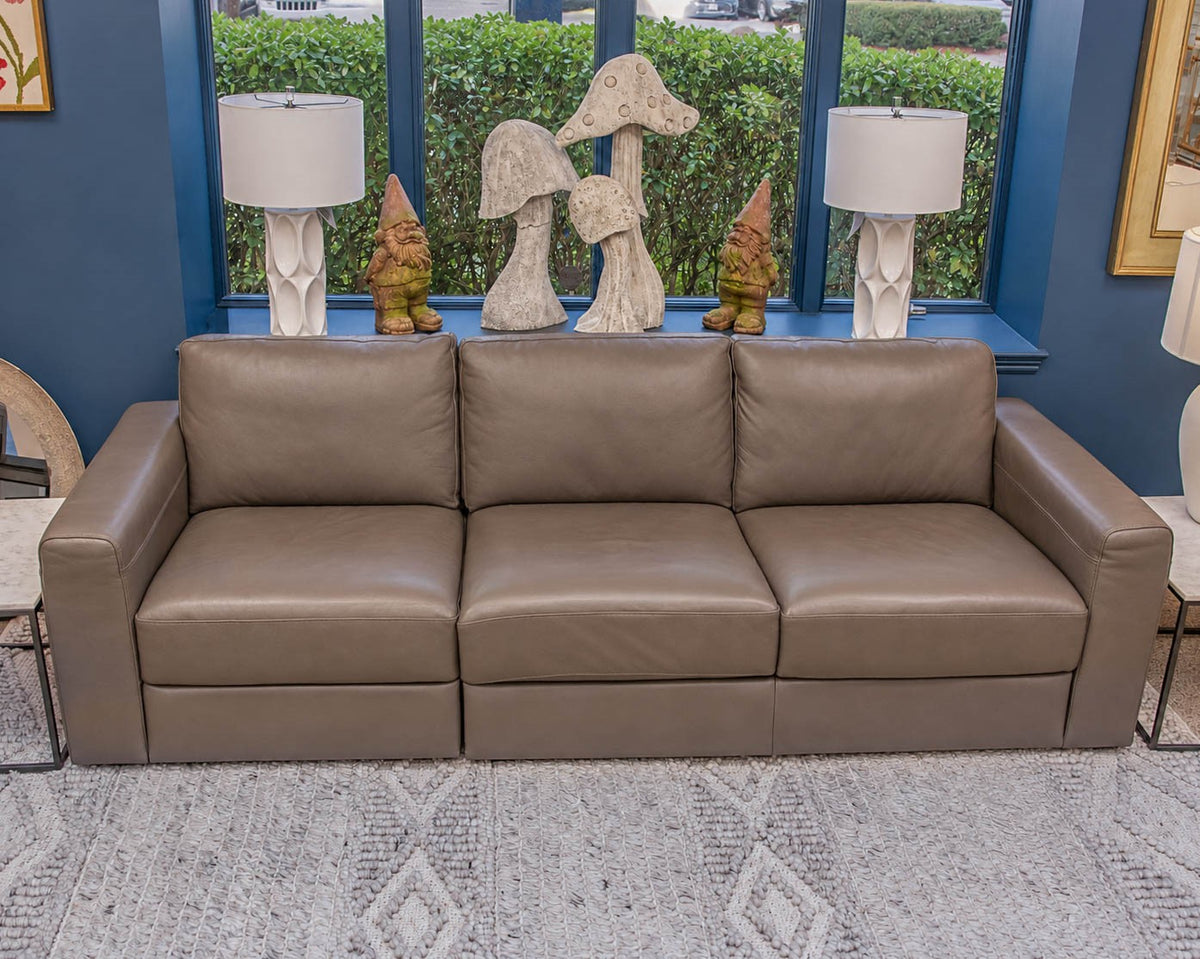 Bloomingdales Grey Leather 3 Cushion Sofa