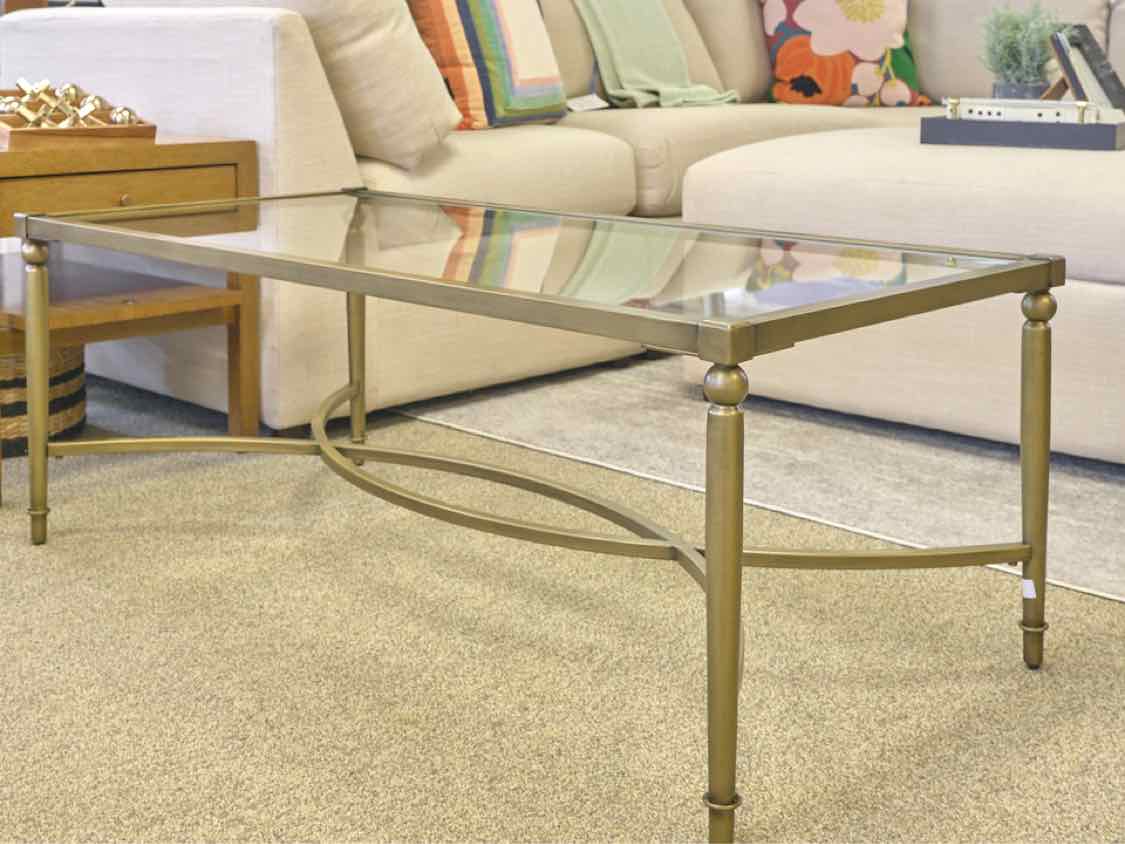 Brass Base Cocktail Table With Glass Top