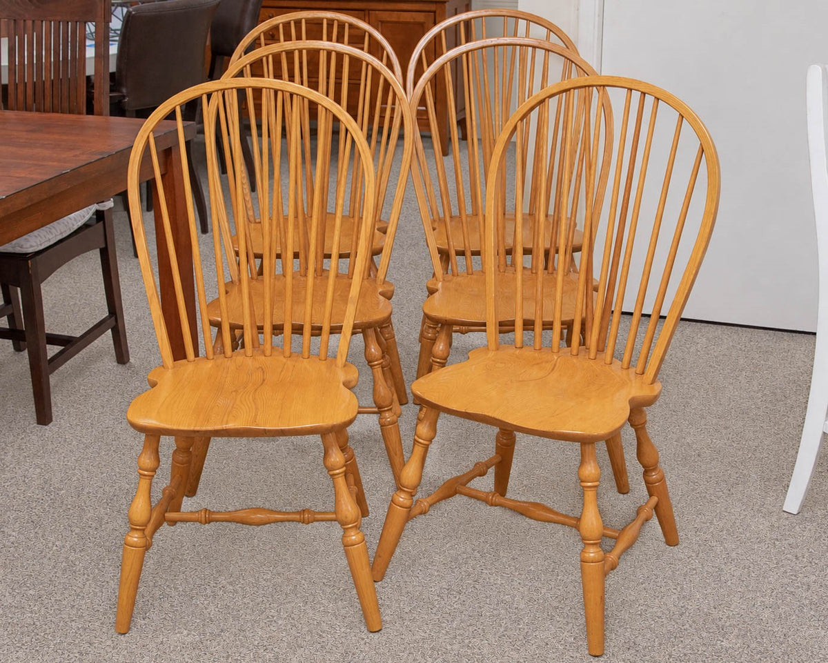 Set of Six  Windsor Oak Dining Chairs In Honey Finish