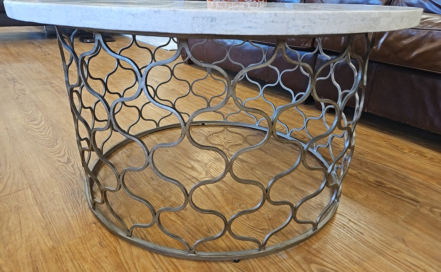 White Stone Top Cocktail Table