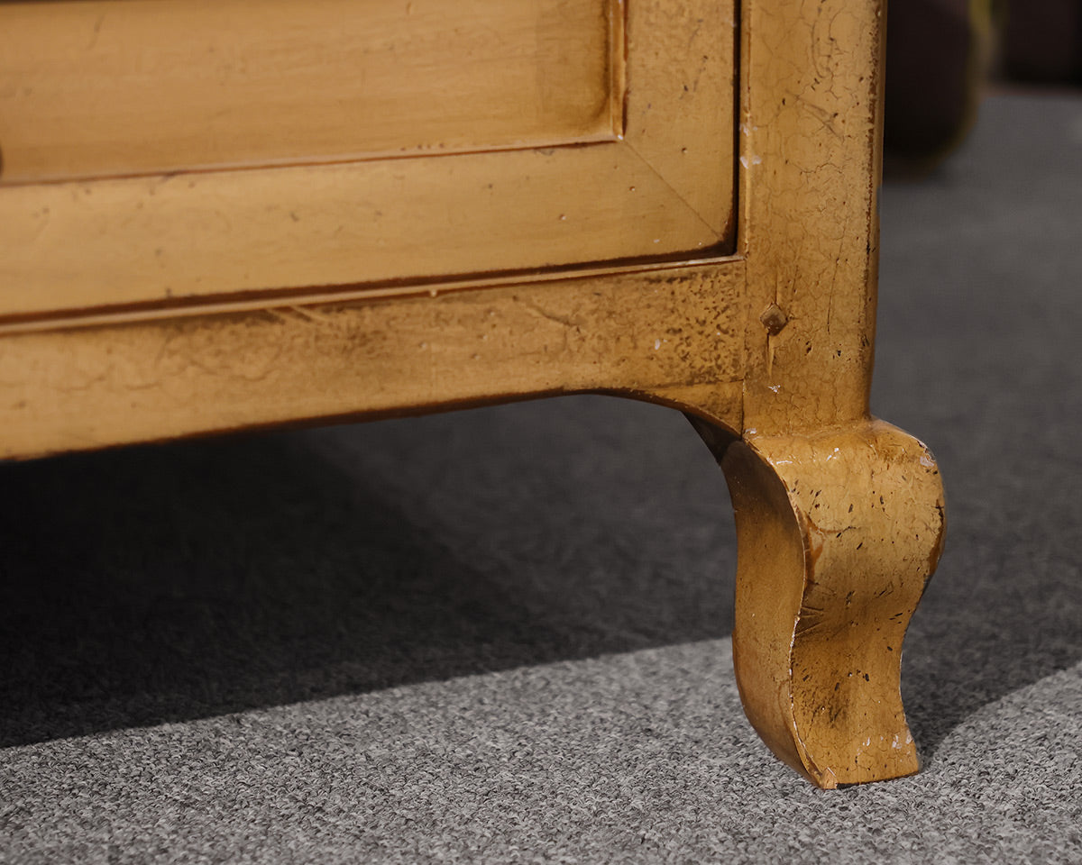 Lillian August French Country Cocktail Table in Ochre with Natural Finish Top