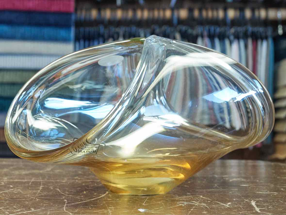 Amber Colored Murano Glass Bowl