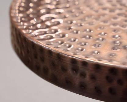 Round Top Hammered Copper Accent Table