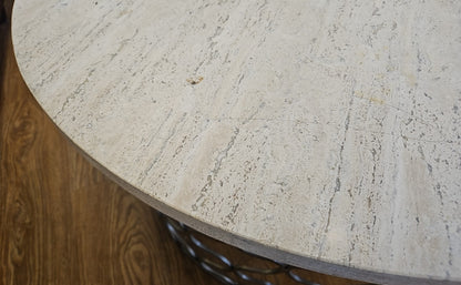 White Stone Top Cocktail Table