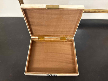 Small Decorative Box with Bone & Black Cross Hatching