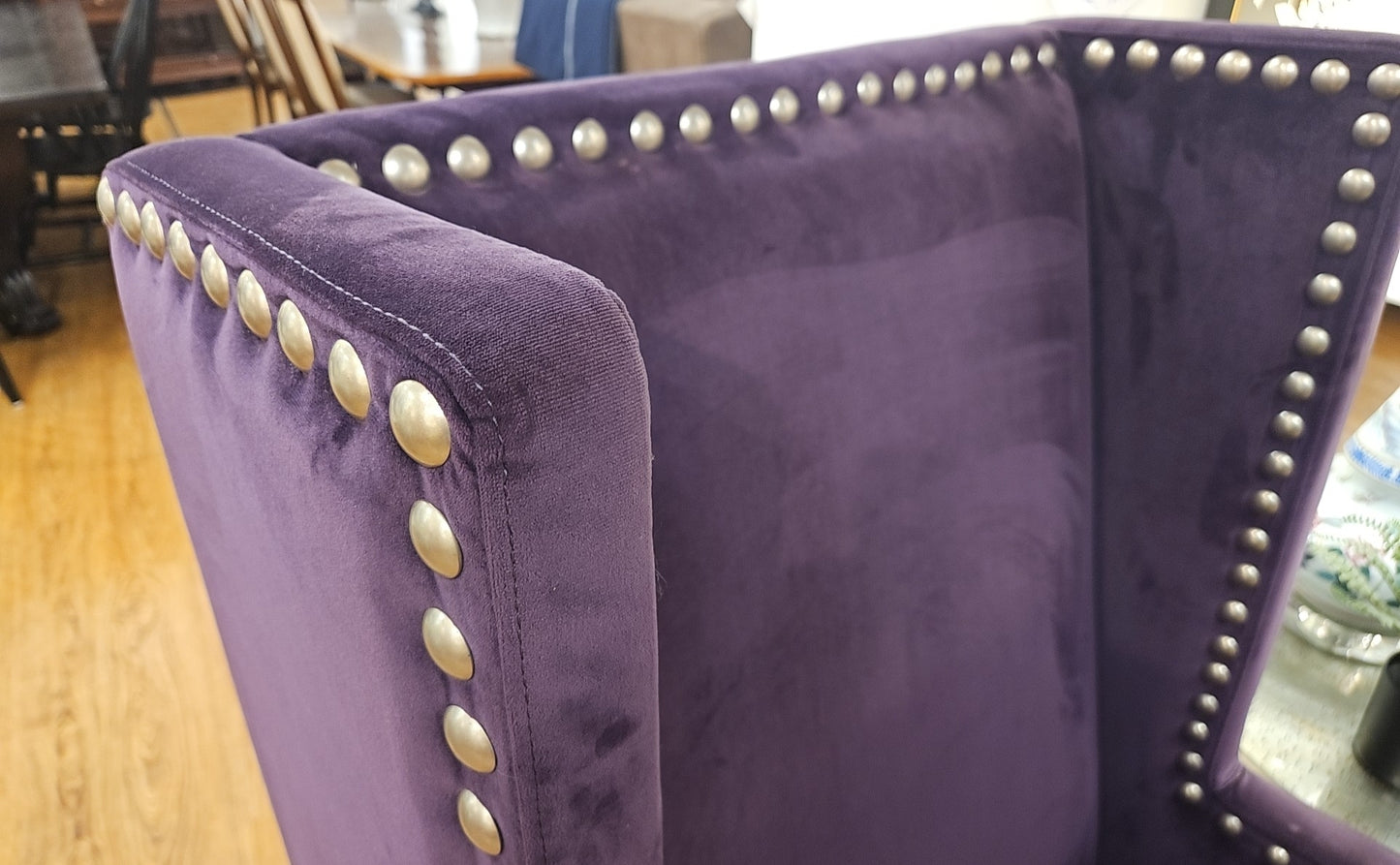 Pair of Purple Velvet Highback Chairs