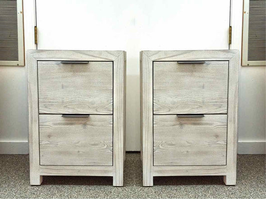 Pair of Restoration Hardware Nightstands in Whitewash Finish