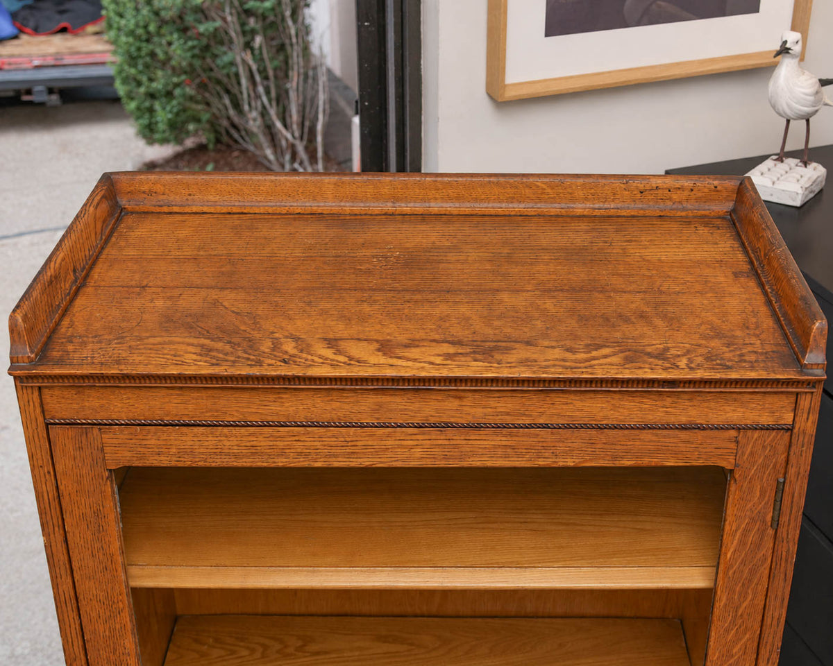 Oak Glass Door Bookcase with 3 Adjustable Shelves