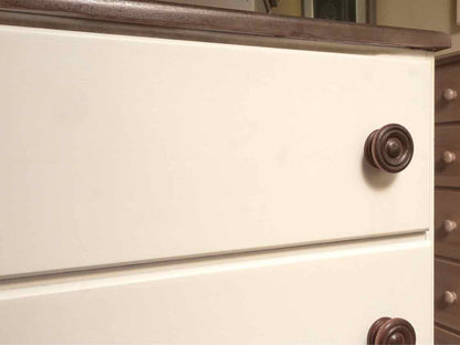 White Finish 4 Drawer Chest with Dark Maple Top