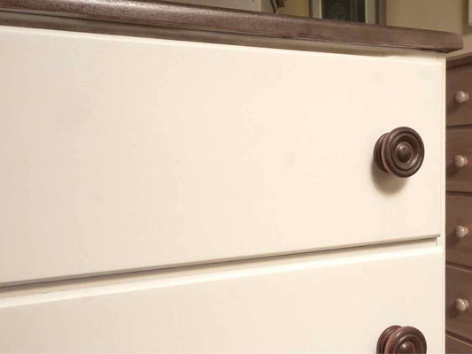White Finish 4 Drawer Chest with Dark Maple Top
