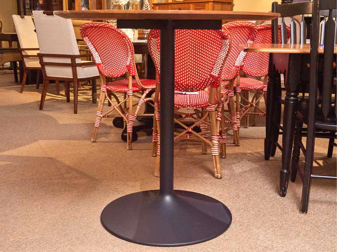 Room & Board 'Aria' Solid Walnut Round  Pub Height Table Graphite Steel Base