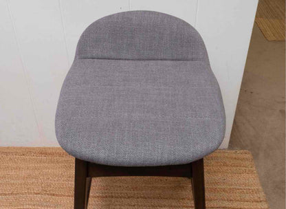 Pair Of Grey Upholstered Counter Stools Dark Stained Ash Legs
