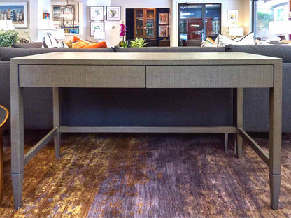 Grey Fabric Wrapped Desk with 2 Drawers