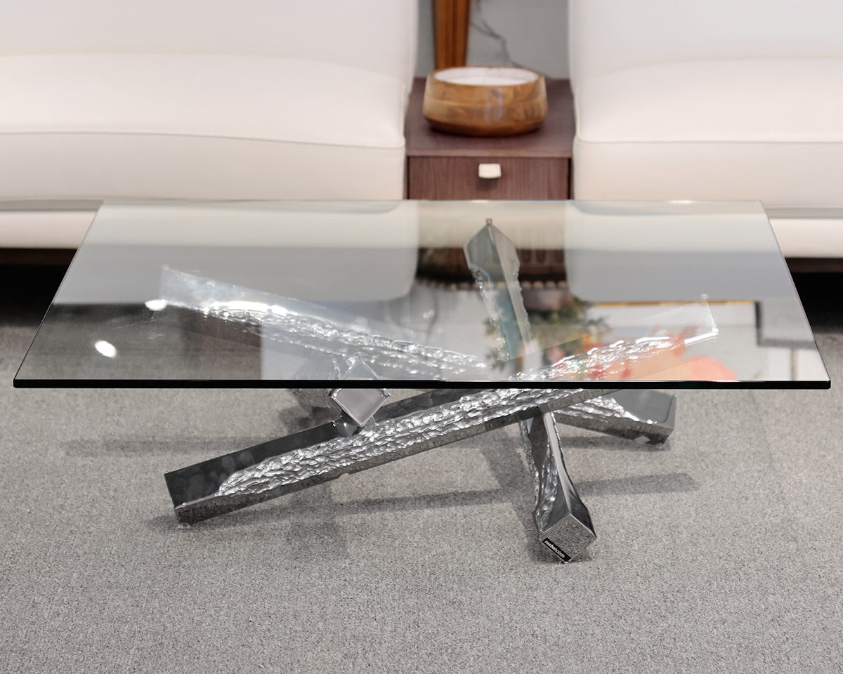Roche Bobois 'Fuego' Square Glass Cocktail Table