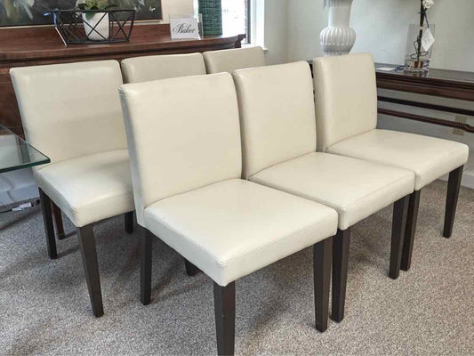 Set of Six West Elm Faux Leather Dining Chairs
