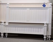 White Cannonball Top Cottage Beadboard Queen Bed