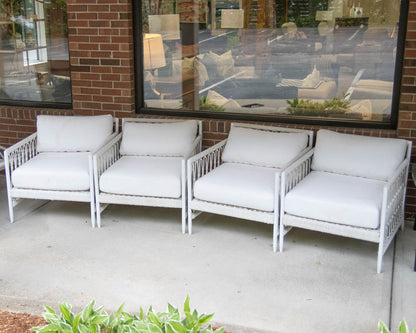 Serena & Lily Salt Creek Set Of 4  Lounge Chairs In Basket Weave White Fabric