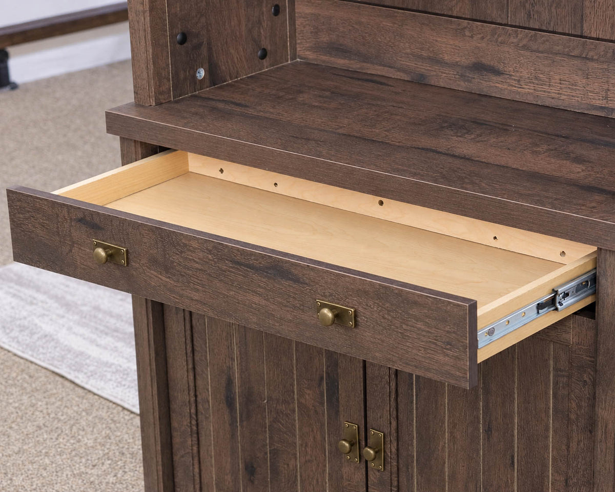 1 Drawer 2 Door Coffee Oak Finish Bookcase