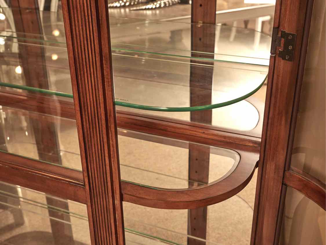 Pulaski Cherry Curved Glass 2 Door 5 Glass Shelf  Display Cabinet