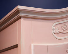 Hand Carved Pink Painted Armoire