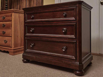 Pair of Bassett 3 Drawer Nightstand in Dark Stain Finish