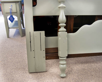 Solid Cherry Four Post Bed Finished in Sage Green