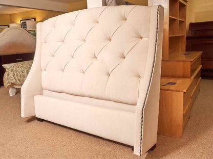 Boston Interiors  Ivory Upholstered Tufted With Nailhead Trim Full Bed