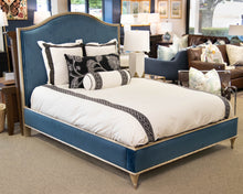 Caracole 'Composition's' Peacock Blue Velvet Upholstered Platform Queen Bed