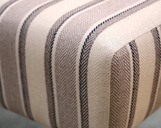 Pair of Striped Stools in Cream, Taupe & Black on Black Legs
