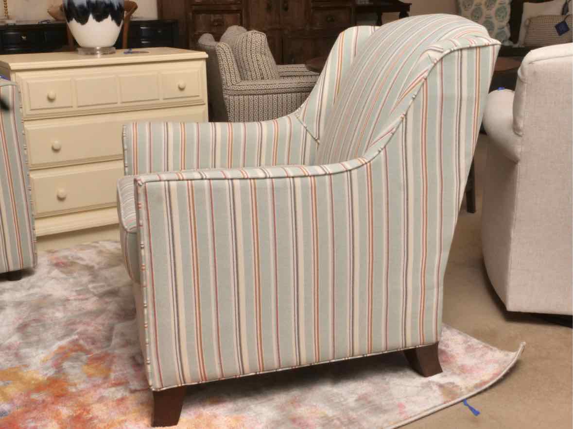 Stanley  Upholstered Chair In 'Ford Aqua Stripes'