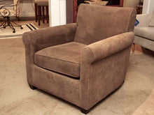 Crate & Barrel Olive Brown Corduroy Upholstered Chair with Matching Ottoman
